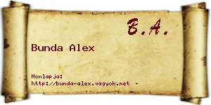 Bunda Alex névjegykártya
